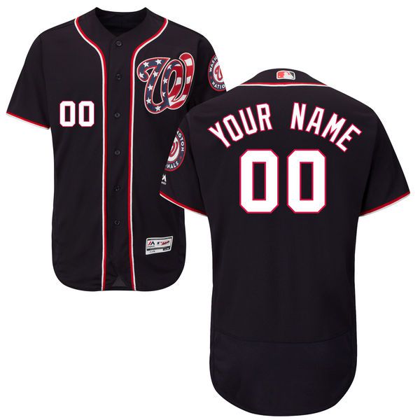 Men Washington Nationals Majestic Alternate Navy Blue Flex Base Authentic Collection Custom MLB Jersey->customized mlb jersey->Custom Jersey